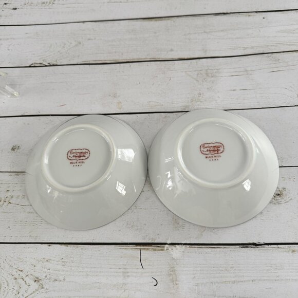 Noritake Fine China Blue Hill Soup Cereal Bowls Silver Trimmed Edge Lot of 2 - Picture 16 of 16